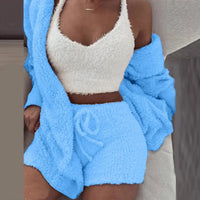 3-Piece Fashionable Plush Homewear Set for Ladies