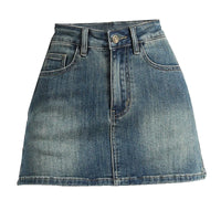 High-Waisted Vintage Denim Mini Skirt