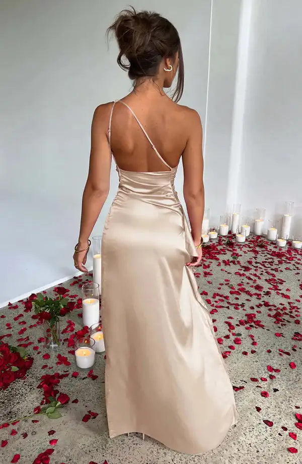 Satin One-Shoulder Sexy Prom Dresses