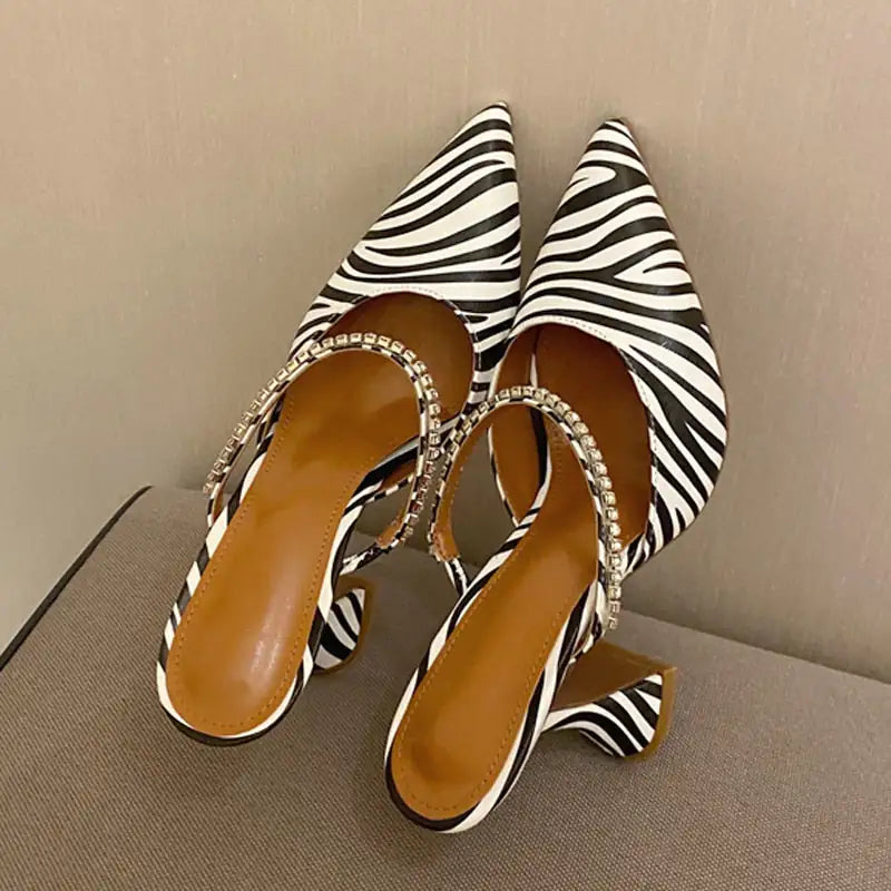 Crystal Zebra Slingback Heels