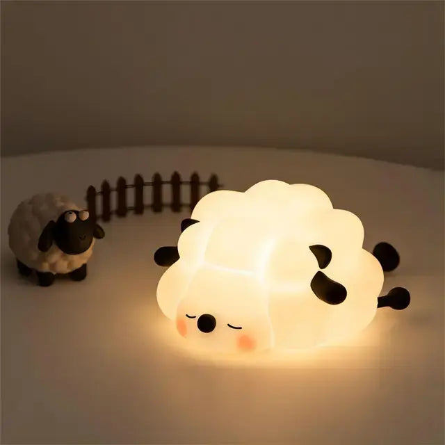 LED Night Lights Cute Sheep Silicone Lamp