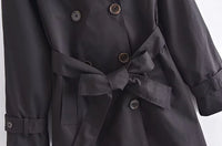 Women's Double-Breasted Belted Vintage Coat