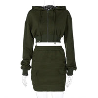 Getting THIQUE Textured Hooded Skirt Set