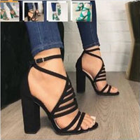 Cut Buckle High Heels Strap Shoes