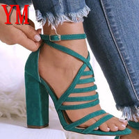 Cut Buckle High Heels Strap Shoes