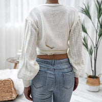 DEWADBOW 2021 Spring Autumn V-Neck Bandage Cross Wrap Women's Knitted Sweaters