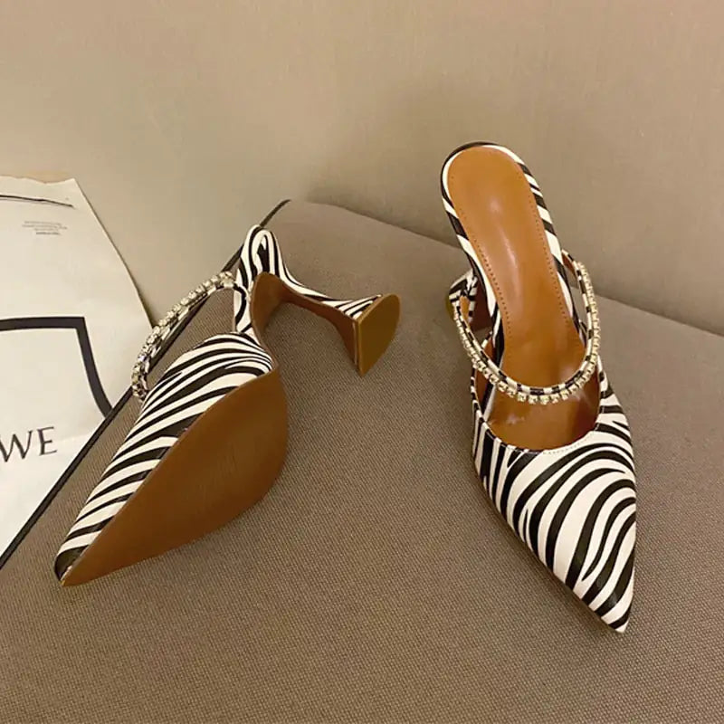 Crystal Zebra Slingback Heels