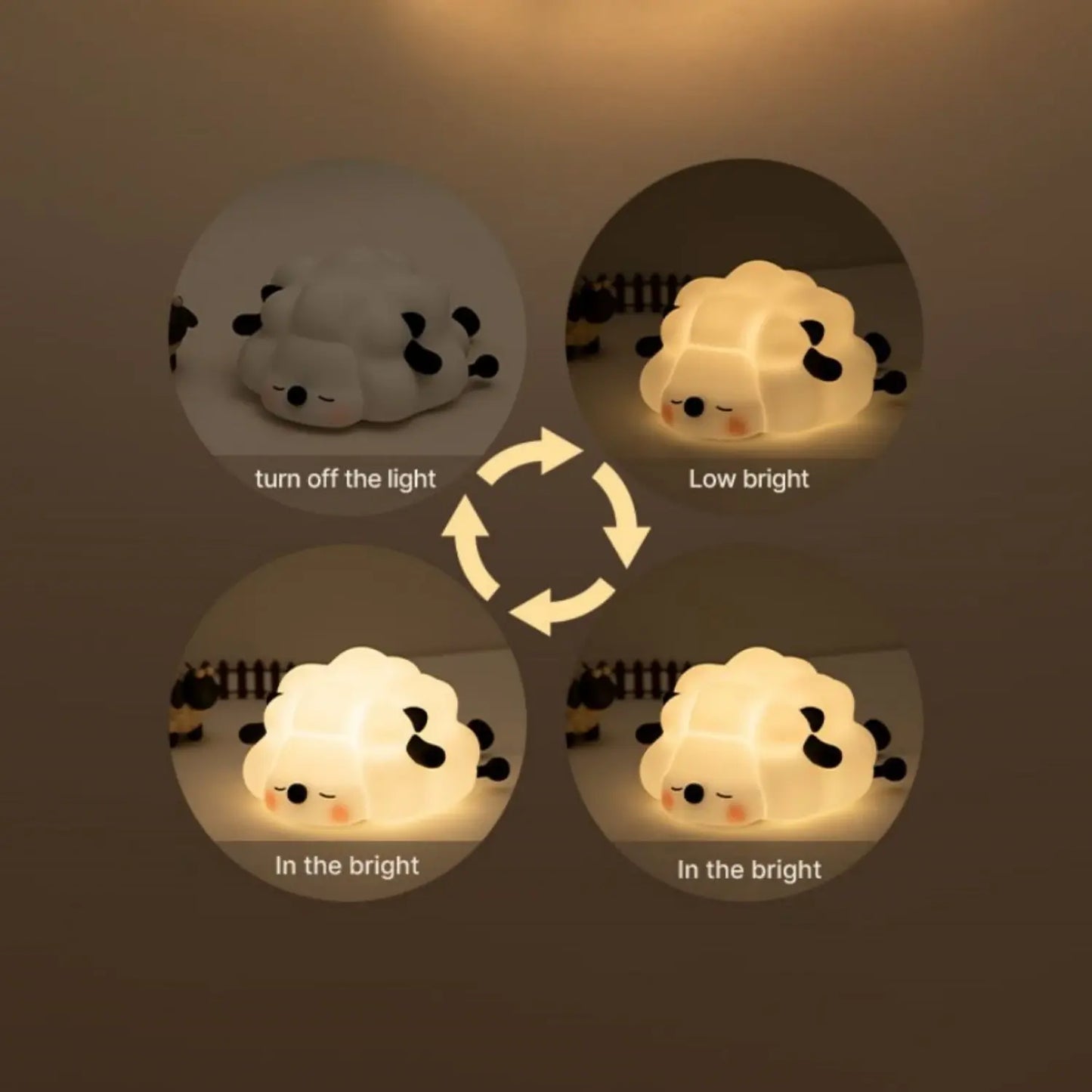 LED Night Lights Cute Sheep Silicone Lamp