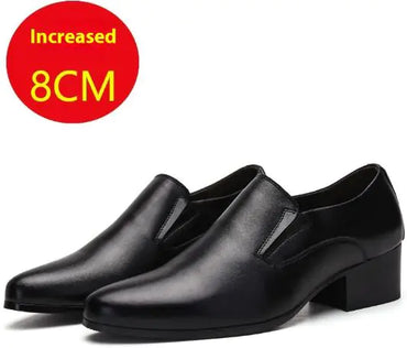 Pointed Leather Shoes Genuine Leather Men's Elevator Shoes