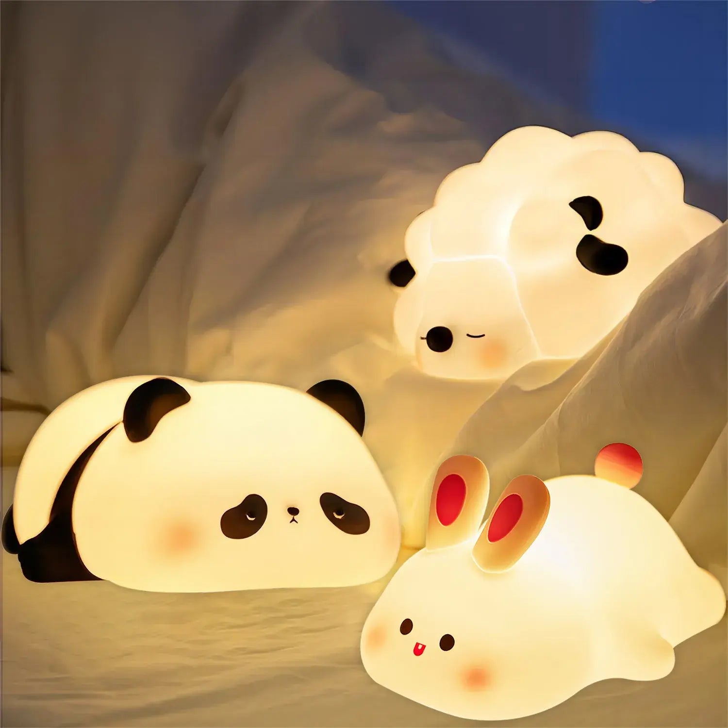 LED Night Lights Cute Sheep Silicone Lamp