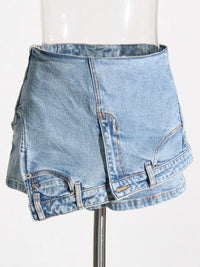 Asymmetrical Denim Mini Skirt